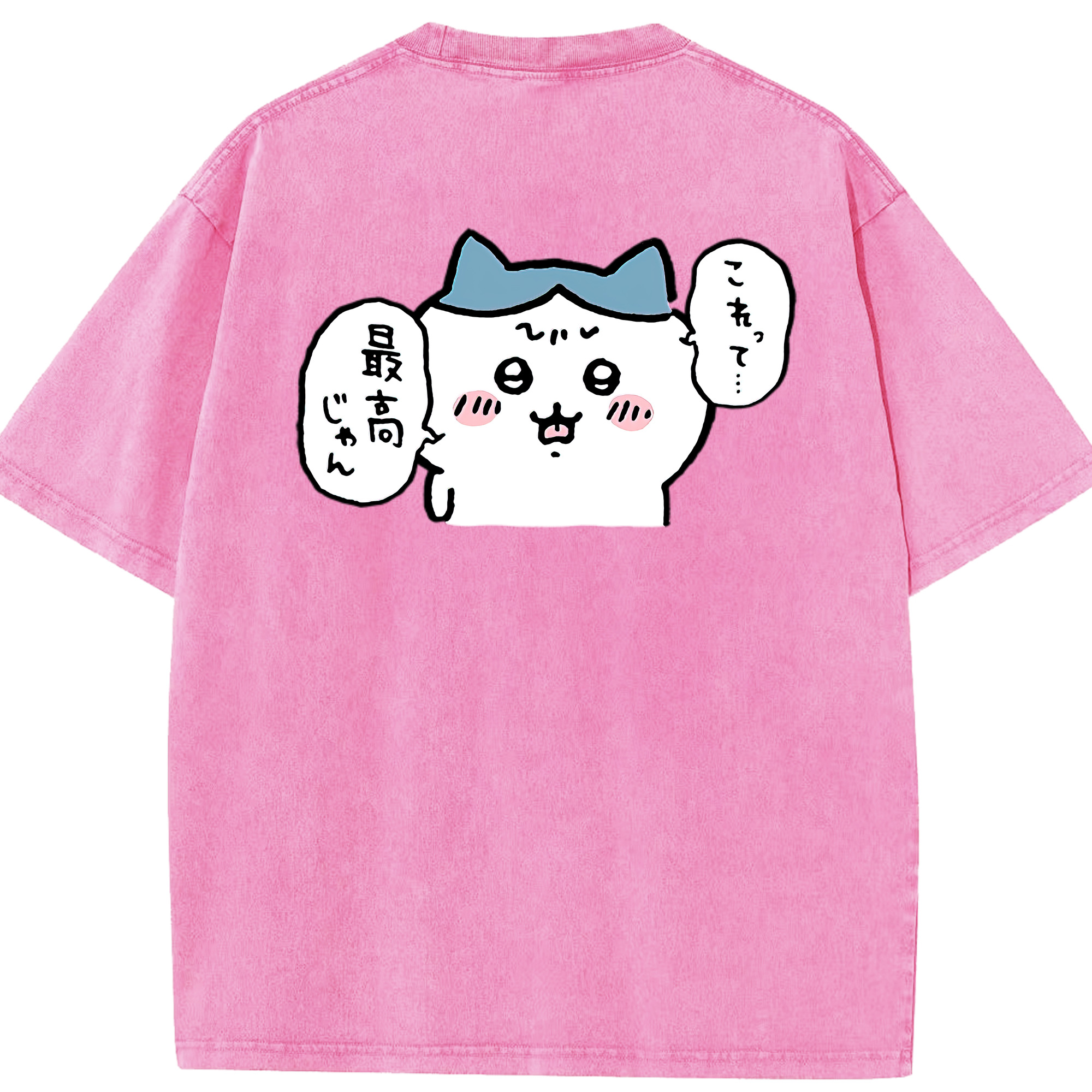 （画像用） ちいかわ ハチワレ Chii-kawa hachiware 綿100% ヴィンテージ風 半袖Tシャツ（背面プリント）